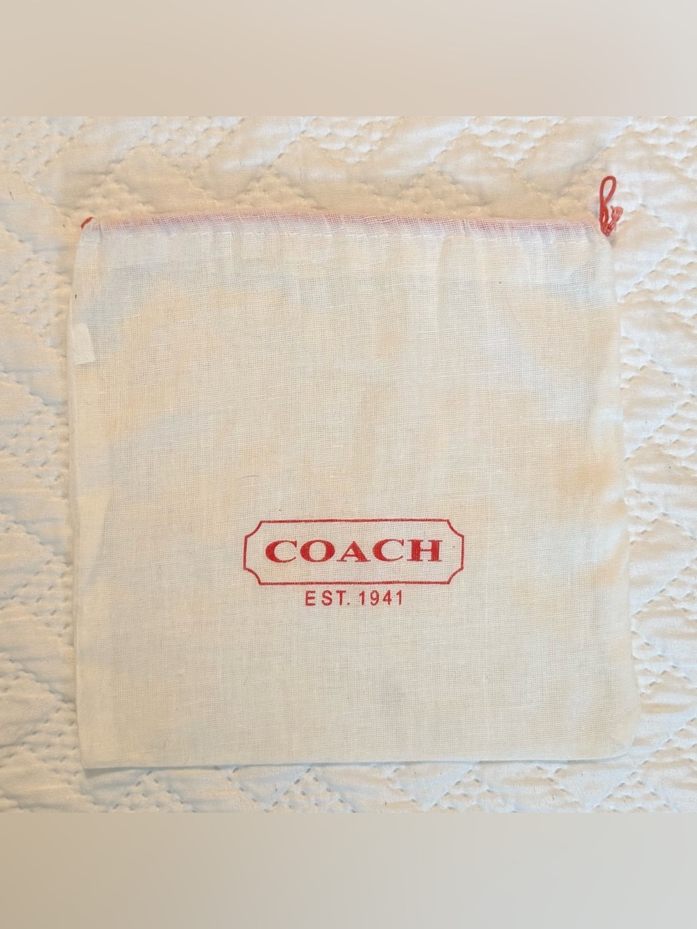Coach White Dust Bag with Red Logo